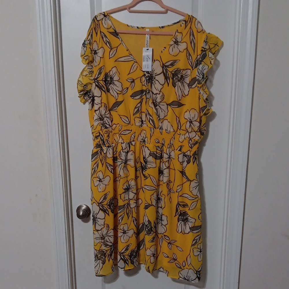 NY Collection Yellow Floral Dress